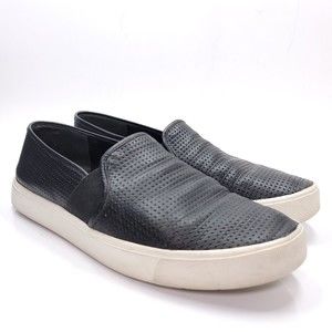 VINCE Women's Black Slip-on Sneakers Laser Cut Leather Flats Size 7 M